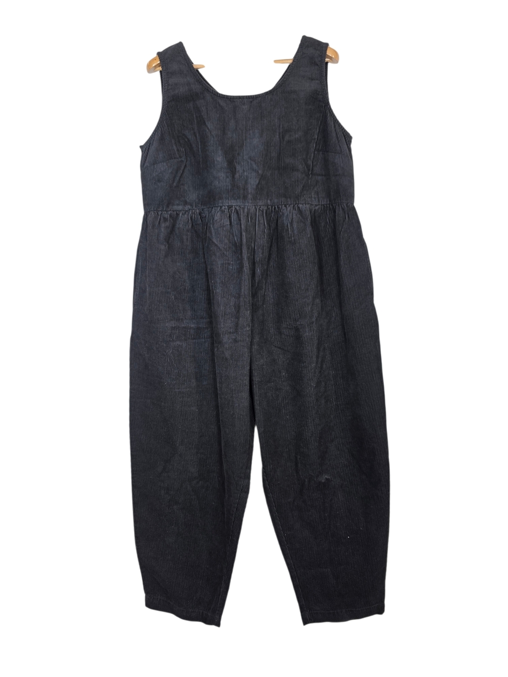 Lucy & Yak Bowie Dungarees Black Corduroy Jumpsuit - Relaxed Wide-Leg Style